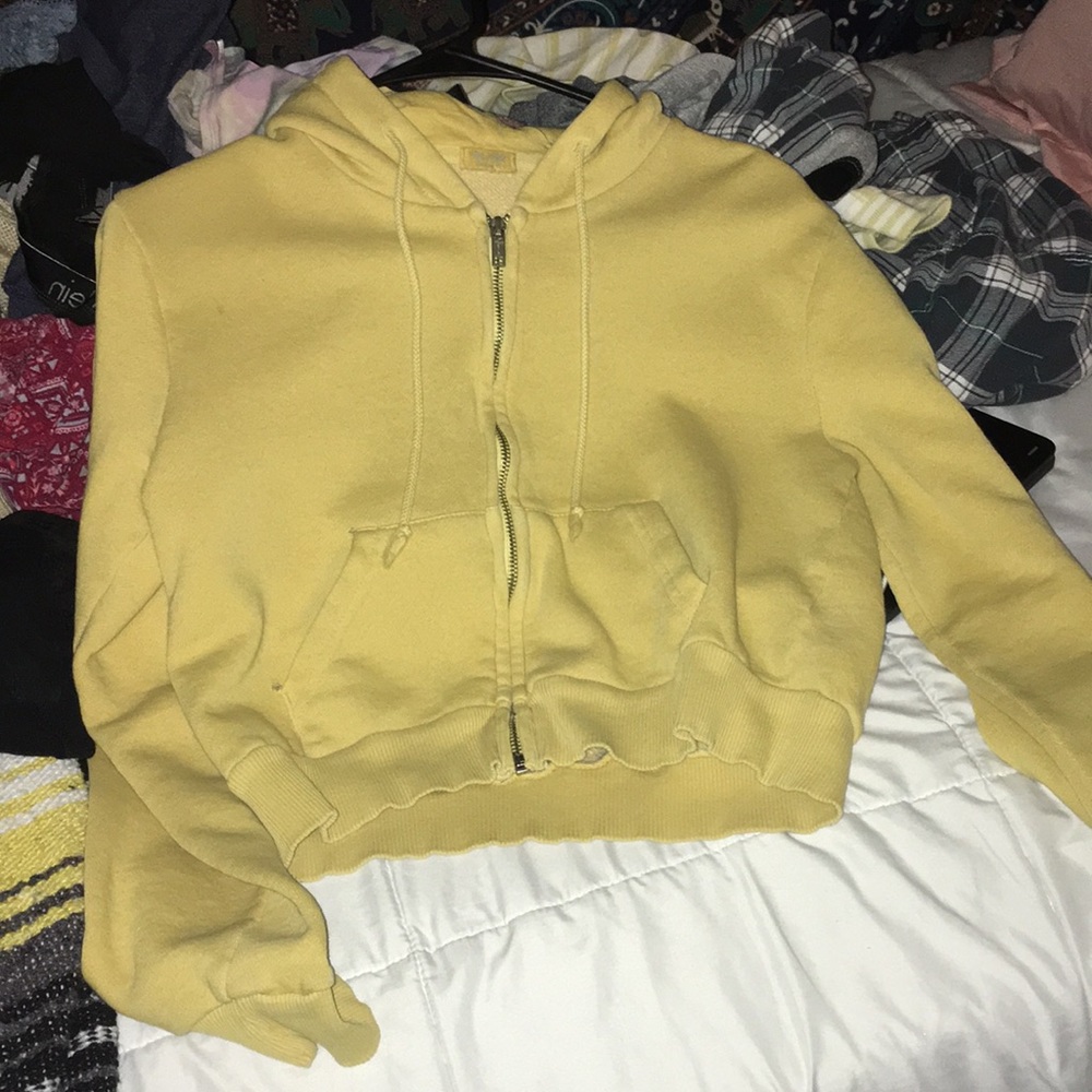 cropped yellow hoodie